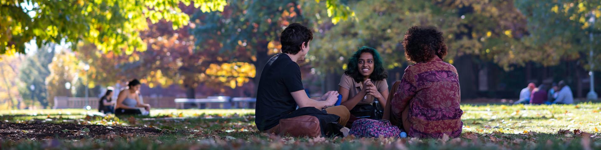 Students sitting on campus Quad