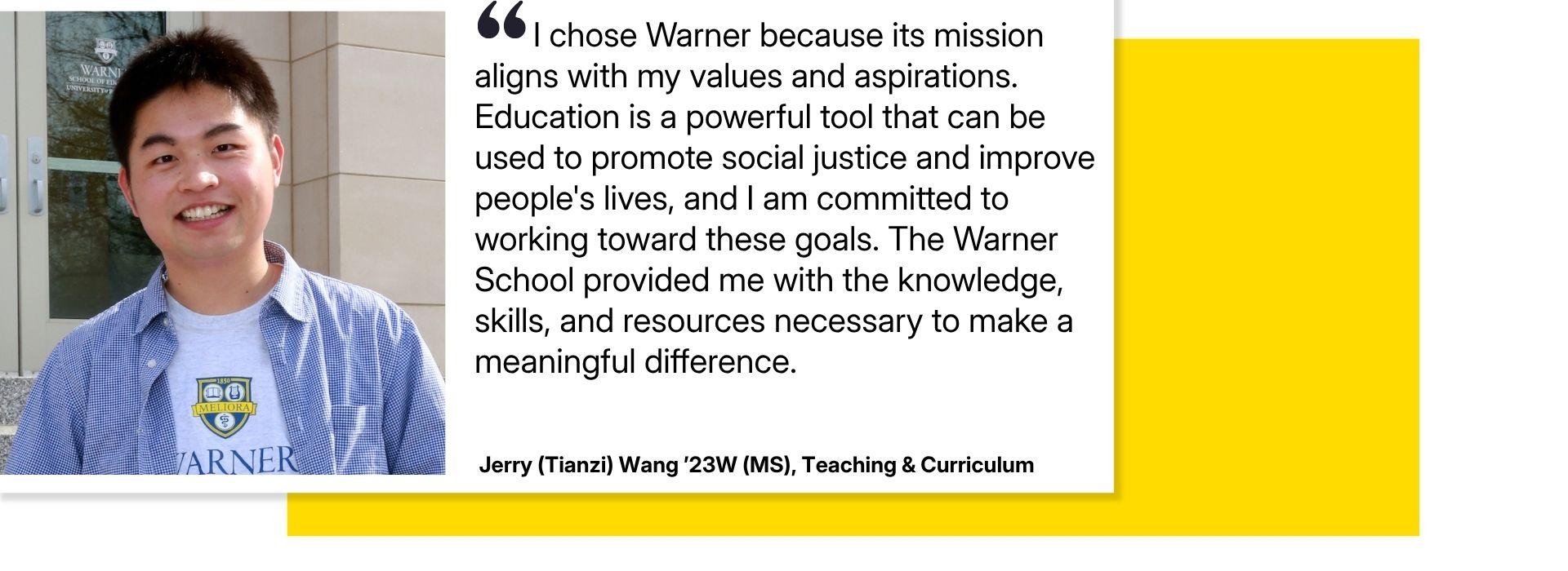 Jerry Wang headshot next to his testimonial