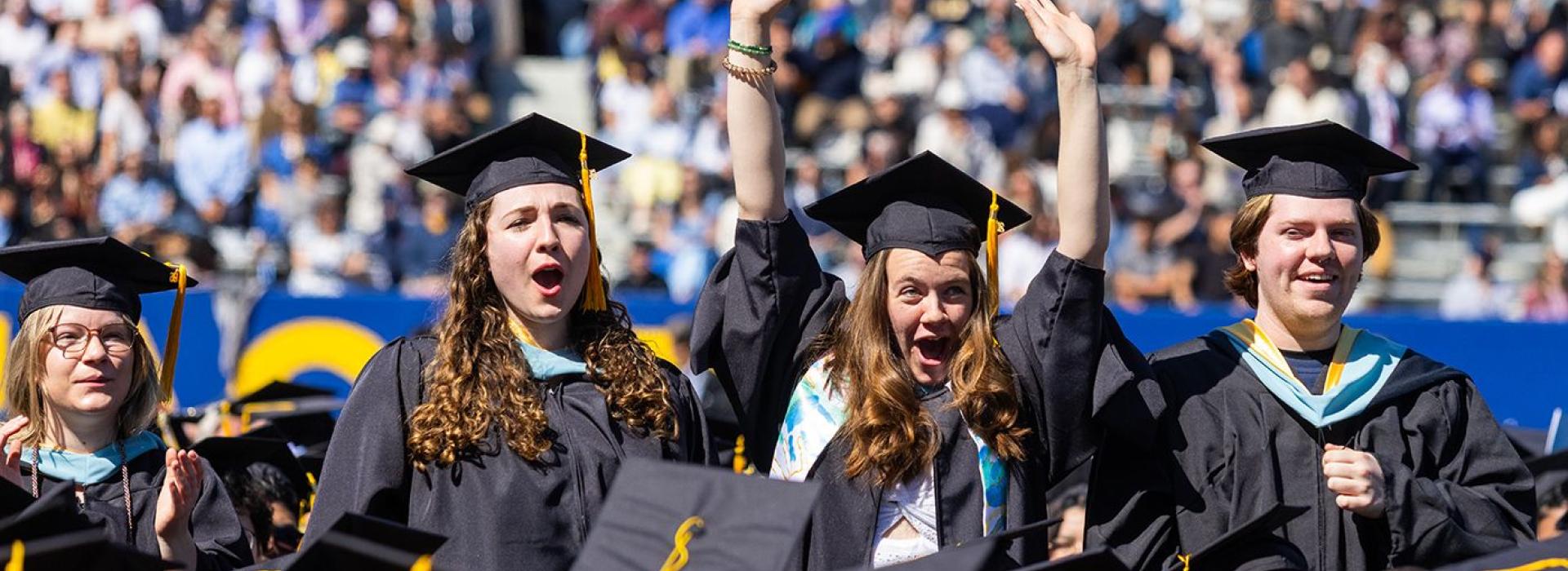 Warner students at the University-wide Commencement ceremony.