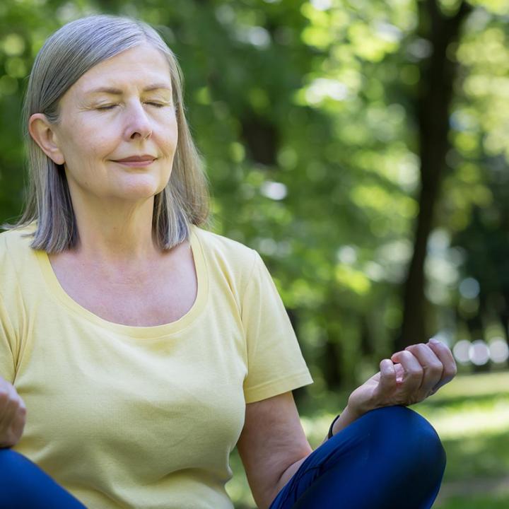 Older woman meditating